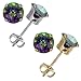 14K Gold Mystic Topaz Stud Earrings (1.80 cttw ; 6 MM Round Cut)
