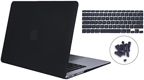 DWON MacBook Air 11 Inch Case with Keyboard Cover and Dust Plug for Apple MacBook Air 11 Inch Sleeve Model A1370 and A1465 - Black