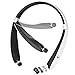 EGRD [Newest Design] Wireless Bluetooth 4.1 Headset, Retractable and Foldable Neckband Style Headphones - White