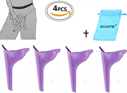 4 Pcs Female Urination Device Travel Camping Urinal For Women, Reusable Outdoor Standing Pee Portable Urinal Tool with Storage Bag … (Purple)