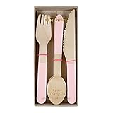 Meri Meri 45-2148 Wooden Cutlery Set Pink Novelty