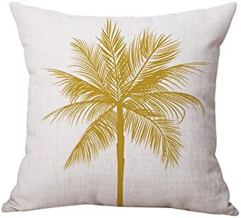 Selcet Cotton Linen Blend Decorative Throw Pillow Case Cushion Cover for Couch Home Sofa Square 18 x 18 Inch (Coconut Palm Tree)