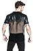 F plus R Mens Novelty Character T-Shirt Fashion Faux Leather Mesh Stitching Tees Black Small