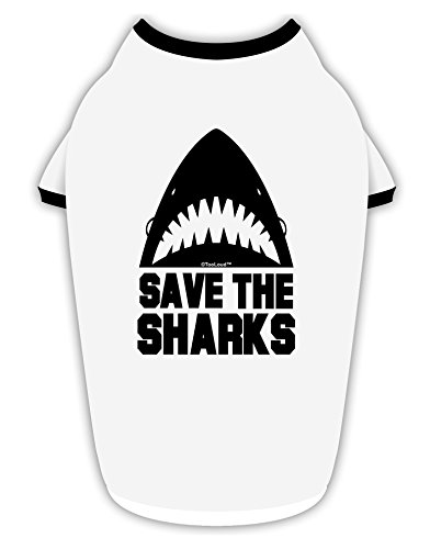TooLoud Save The Sharks Cotton Dog Shirt White with Black XL