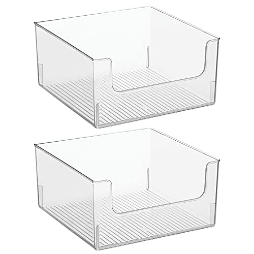 mDesign Modern Wide Plastic Open Front Dip Storage Organizer Bin Basket