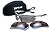 CLEARANCE!!! JM52 Triad Polarized Super Light TR90 Frame Sunglasses for Active Lifestyles with 3 Lens sets (Silver Grey Frame)