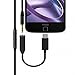 Motorola Moto Z Force Droid Compatible Premium Sound Handsfree Headset Mic Earphones with TYPE-C Audio Adapter Headphones Jack Metal Earbuds [Black]