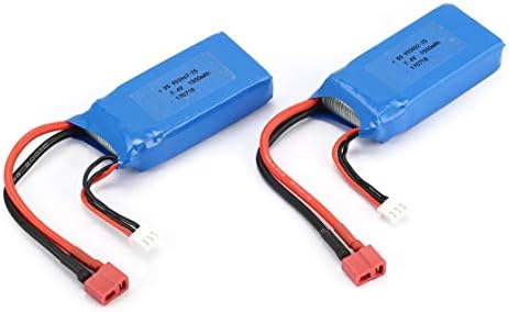 LouiseEvel215 2PCS 7.4V 1500mAh 25C 2S Lipo Battery T Plug Rechargeable For Wltoys 12423 12428 RC Car Airplane Drone Helicopter Model