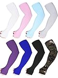 Bememo 8 Pairs Unisex UV Sun Protection Arm Sleeves