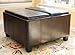 Home Life Leather Espresso Tray Top Storage Ottoman
