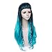Netgo Kids Children Teal Mixed Blue Cosplay Wigs Halloween Costume Braids Wigs