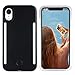 Wellerly iPhone XR Case, LED Illuminated Selfie Light Cell Phone Case Cover [Rechargeable] Dual Light Up Luminous Selfie Flashlight Case for iPhone XR 6.1inch (Black)