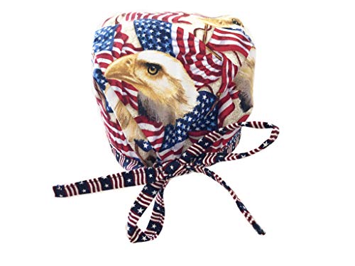 Grace N May Unisex America Bald Eagle Mens Tie Back Scrub Cap Surgical Cap