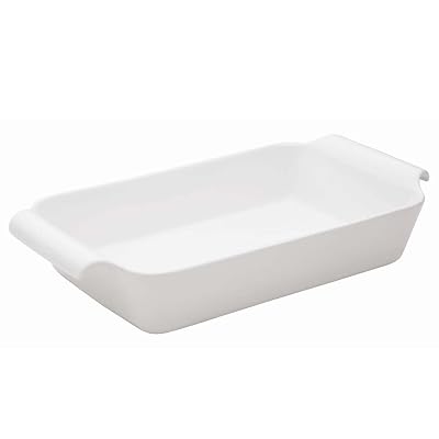 Oxford Professional Porcelain RoasterBaking Dish with Handle, Large, White