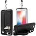 TOOVREN Phone Cover for iPhone 8 Plus 7 Plus Wallet Case with Card Holder Detachable Lanyard Strap Stand PU Leather Card Holder for iPhone 8 7 Plus Case Wallet Black