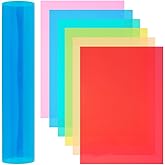 BENECREAT 24Pcs 6 Colors PVC Flexible Plastic Sheets, 11.8x8.3 Inch A4 Colored Translucent Plastic Sheets for Craft, Windows, Picture Frames, DIY Display Projects