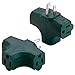 Katzco 3 Way T Straight Shaped with Plug Locations on The Left, Right, and Middle for Behind Furniture - Wall Outlet Splitter Triple Prong Wall Plug Adapter - Green Color - UL Listed, 1 Piece