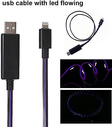 Mr ZHU Universal Visible Flowing Led Light Charging and Sync Cable for Iphone Ipad Ios Color Black Cable with Purple Led