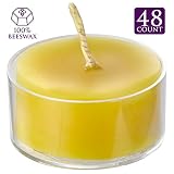 ELITE SELECTION Clear Cup Yellow Tea Light Candles - Pure Refined Bees Wax for Smokeless Burning - 4.5 Hour Long Burning Tealight Votive Candles - Bulk Candles Pack of 48 for Holiday, Home Decoration