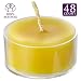 ELITE SELECTION Clear Cup Yellow Tea Light Candles - Pure Refined Bees Wax for Smokeless Burning - 4.5 Hour Long Burning Tealight Votive Candles - Bulk Candles Pack of 48 for Holiday, Home Decoration