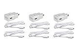 3 Pack Original Samsung Fast Charging Adapter Travel Charger + (2) 5 Foot Micro USB Data Cables - White (Renewed)