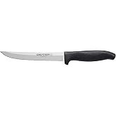 Dexter Russell SG156SCB-PCP SofGrip 24213B Utility Slicer Knife, 6" Scalloped Edge High Carbon Steel Blade, Stain-Free DEXSTEEL Construction, Non-Slip Soft Black Rubber Handle, Ergonomic Grip