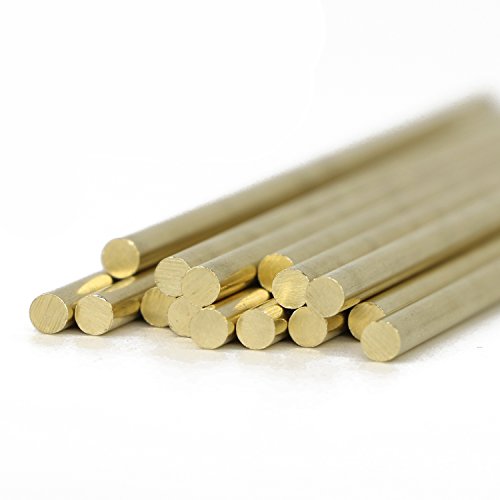 PGCOKO Brass Solid Round Rod Lathe Bar Stock, 3mm in Diameter 100mm in Length (15Pcs)