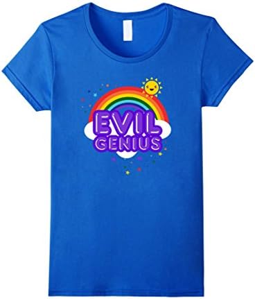 Womens Evil Genius Sarcastic Rainbow Tee - Funny Dark Humor T-Shirt Medium Royal Blue
