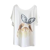 Haogo Women's Rabbit Print Short Sleeve T-shirt Tops