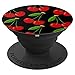 Cherry Cherries Pattern On Black Background Cute For Girls PopSockets PopGrip: Swappable Grip for Phones & Tablets PopSockets Adhesive PopGrip