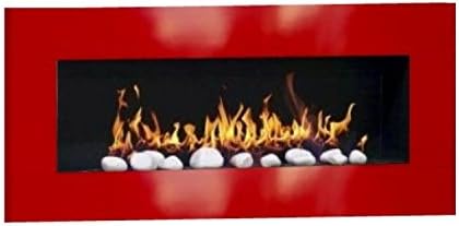 Ethanol Fireplace Gel, Fireplace Stove, Wall Fireplace Design Don Fuego XXL and 24 Decorative Stones, red