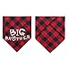 2 PCS Plaid Dog Bandana with Big Brother Printing Reversible Triangle Bibs Scarf Accessories for Dogs Cats Red & Blue