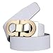 Men's Smooth Leather Buckle Belt 35mm Leather up to 42inch (105-115cm for Choose) 110cm White-Gold