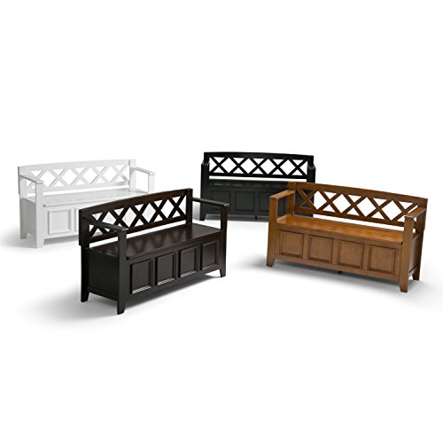 Amherst Solid Wood 48 inch Wide Transitional Entryway Storage Bench in Dark Brown