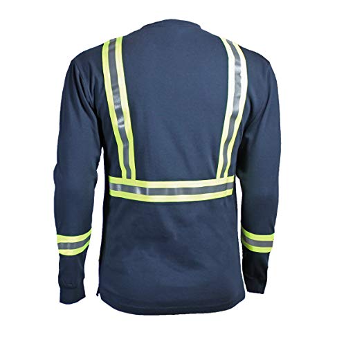 Oil and Gas Safety Supply Men's Flame Resistant Reflective Shirt (XL, Navy)