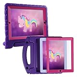 HDE Case for iPad 2 3 4 Kids Shockproof bumper Hard Cover Handle Stand with Built in Screen Protector for Apple iPad 2nd 3rd 4th Generation (Purple Pink)