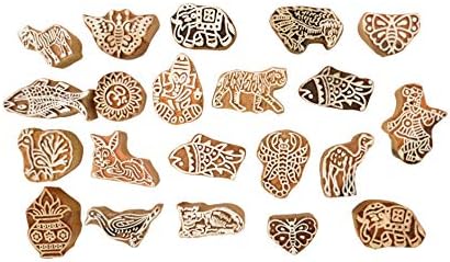 Shrinath Art Gallery Wooden Saree Border Designs Printing Blocks - 21 Piece Set