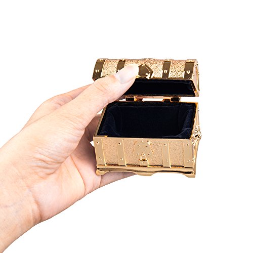Feyarl Retro Light Gold Box Jewelry Trinket Treasure Box Rectangle Box Metallic Finished Box (Small)