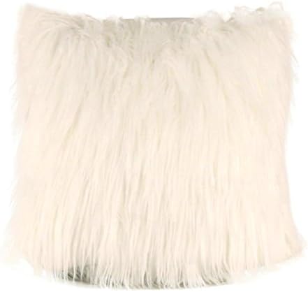 Leewos Throw Cushion Cover, Plush Furry Pillow Case Super Soft Throw Pillow Covers Cases for Couch Sofa Bed (White)