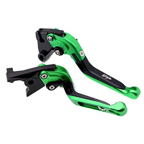 Green Folding Extendable Brake Clutch Levers For Kawasaki NINJA ZX6R 2007-2016