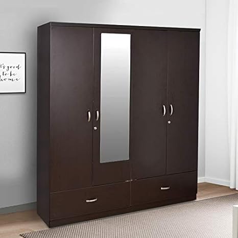 Hometown Utsav Engineered Wood Four Door Wardrobe In Wenge Color