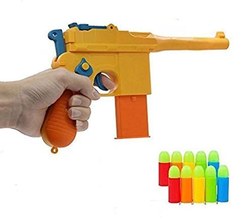 Thickyuan Classic C96 Toy Gun with Soft Bullets, Ejecting magazine, barrel, and pull back action, 1: 1 Replica of C96 and 5 Extra Bullets, safe toy guns and props ( Color Random)
