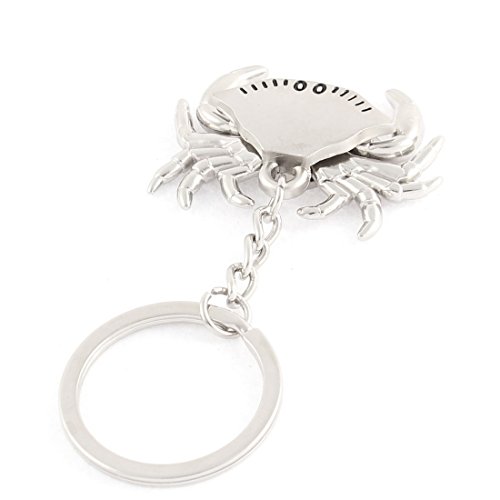 Crab Shaped Pendant Stainless Steel Key Ring Silver Tone