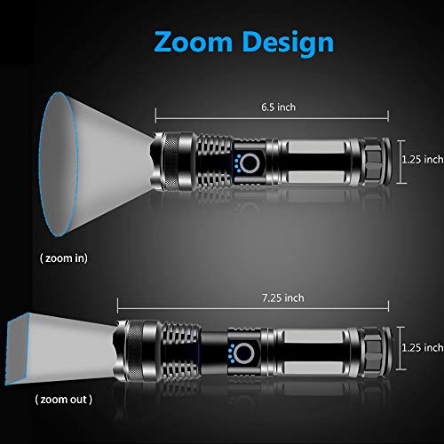 Telescopic High Lumen Zoomable Most Powerful XHP70 XHP50 LED USB Rechargeable Flashlight Torch(Battery not Included)