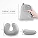 Plemo Travel Pillow, Velvet U-Shaped Inflatable Neck Back Support Pillow with Washable Removable Cover & Carry Pouch, Gray