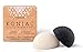 Konjac Sponge - Set of 2 Facial Sponges, Pure White & Activated Charcoal (as Blackhead remover for acne prone skin) Gentle Exfoliating Facial Scrub balances PH for all skin types - by Vivre Jolie