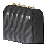 Fu Global Garment Bag Covers for Luggage, Dresses, Linens, Storage or Travel 42" Suit Bag with Clear Window Pack of 5 (Kitchen)