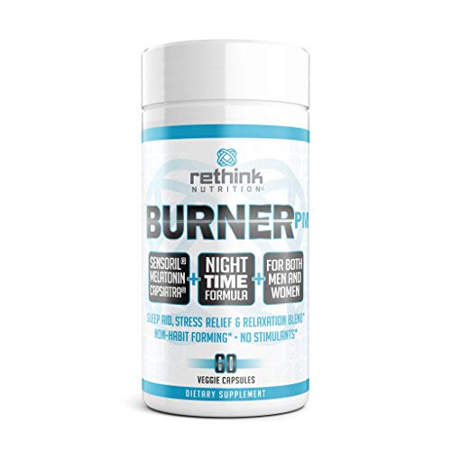 Rethink Nutrition BurnerPM - 60 Caps, Nighttime Formula, Sleep Aid, for Women and Men, with Ashwagandha, Melatonin, CapsiAtra, Vitamin C and L-Theanine Rethink Nutrition BurnerPM - 60 Caps, Nighttime Formula, Sleep Aid, for Women and Men, with Ashwagandha, Melatonin, CapsiAtra, Vitamin C and L-Theanine