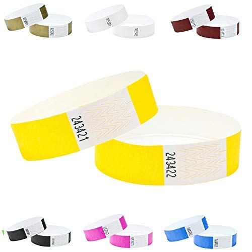 J&R Wristbands Made from Tyvek® 3/4 inch 100 Pack, Paper Like Bracelets Used for Events, Nightclubs, waterparks etc. Sunshine Yellow