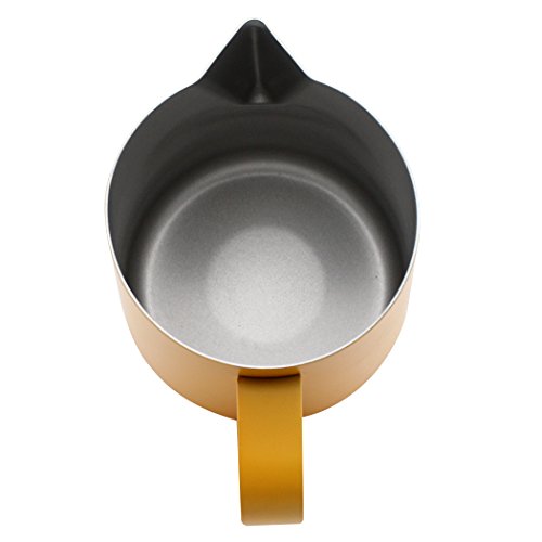 Dianoo Stainless Steel Frothing Pitcher Jug Steaming Pitcher Suitable For Coffee, Latte And Frothing Milk 600ml Yellow